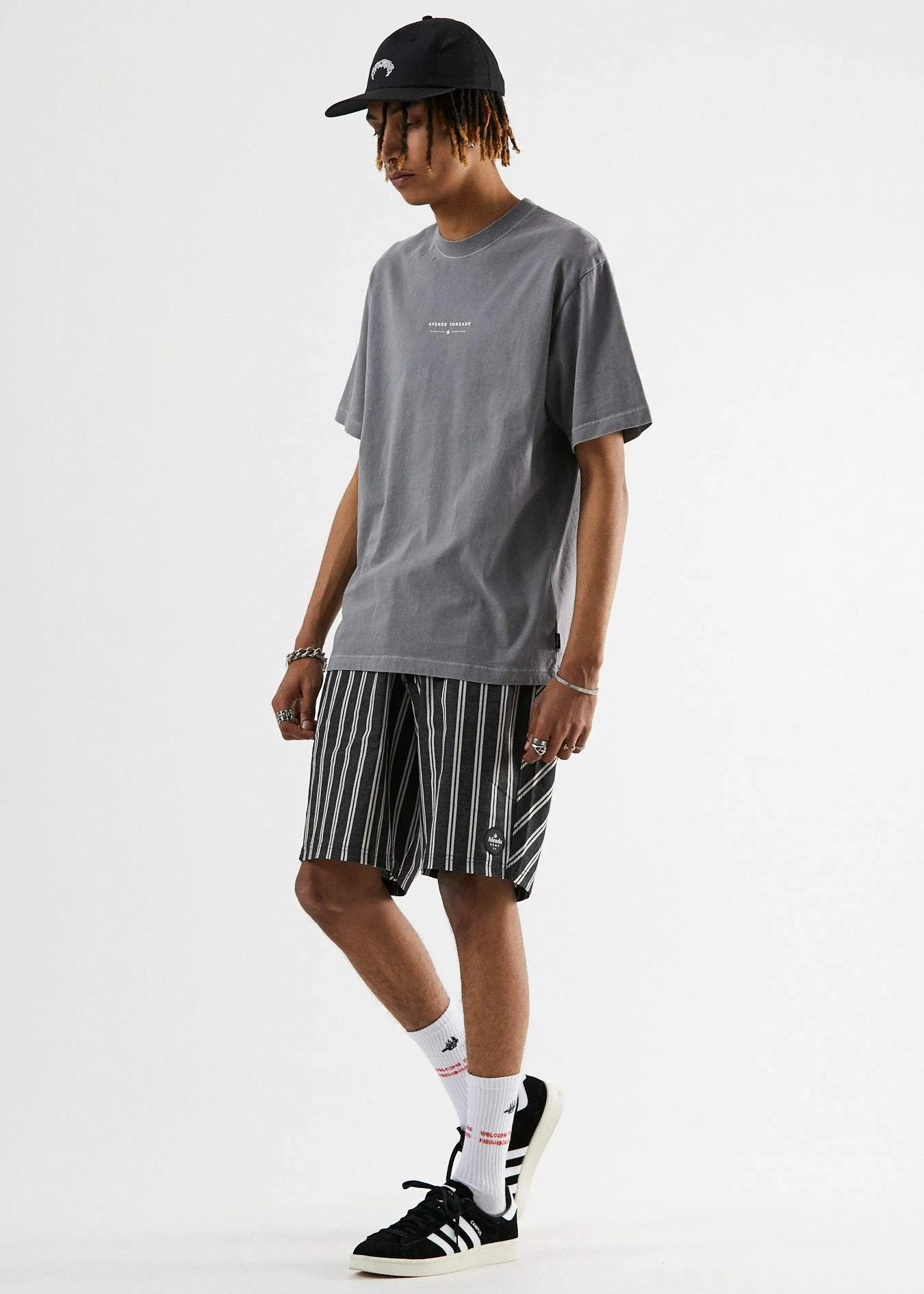 Afends Mens Kicked Out - Retro Fit Tee - Gunmetal