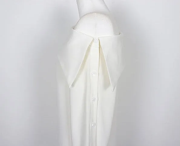 Asymmetrical Designer Off-Shoulder Button-Up Sleeve Shirt