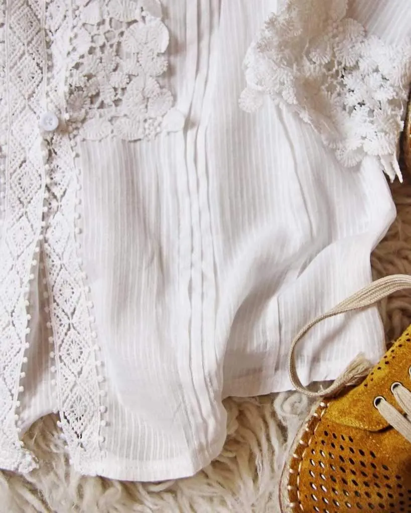 Bohemian Crochet Lace Button Up Shirt Top