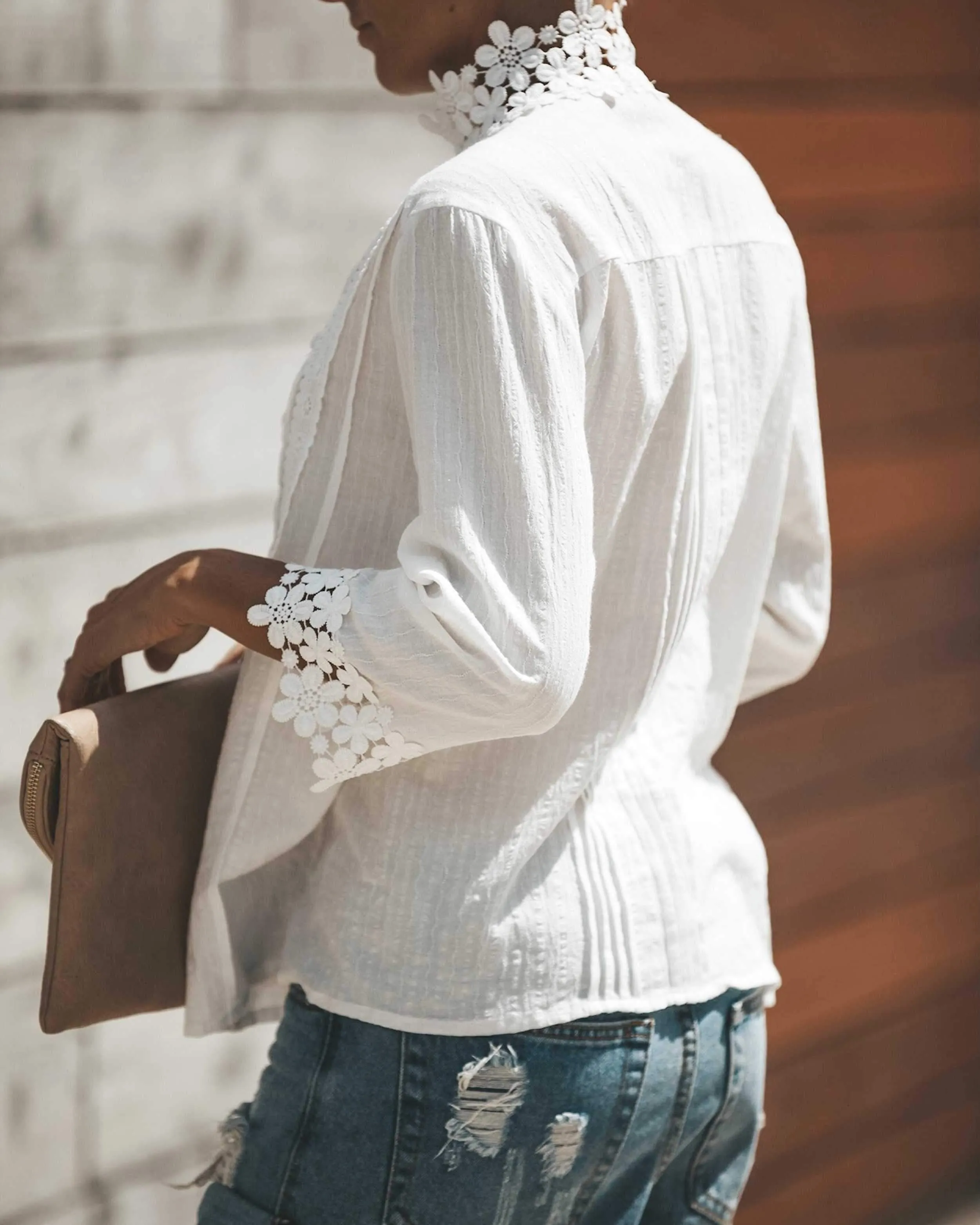 Bohemian Crochet Lace Button Up Shirt Top