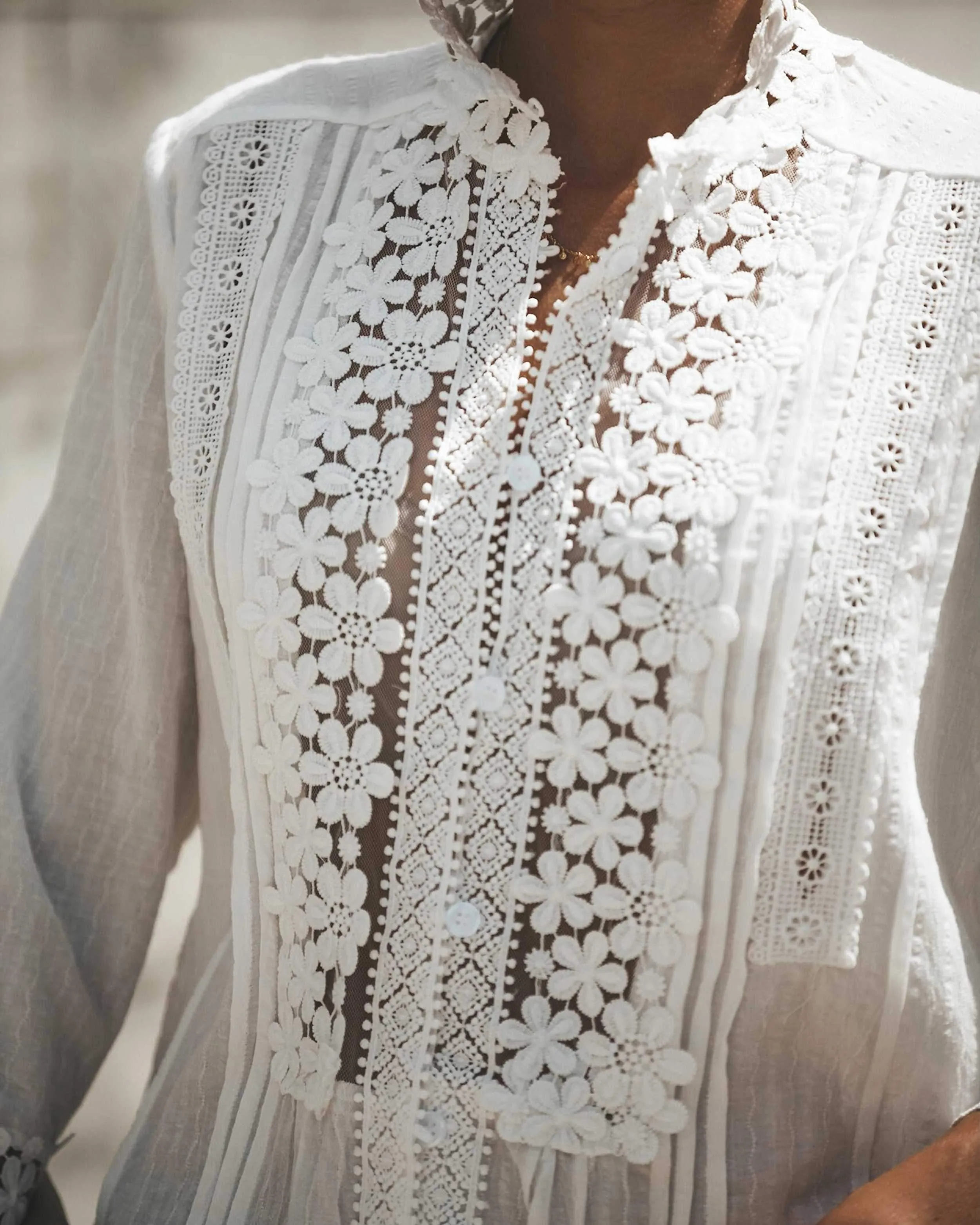 Bohemian Crochet Lace Button Up Shirt Top