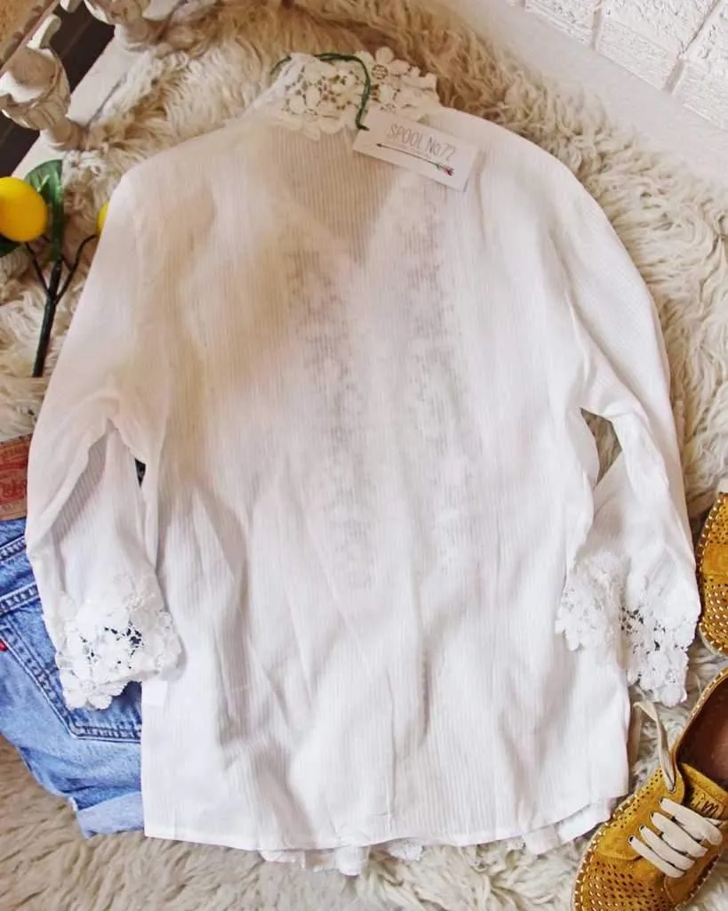 Bohemian Crochet Lace Button Up Shirt Top