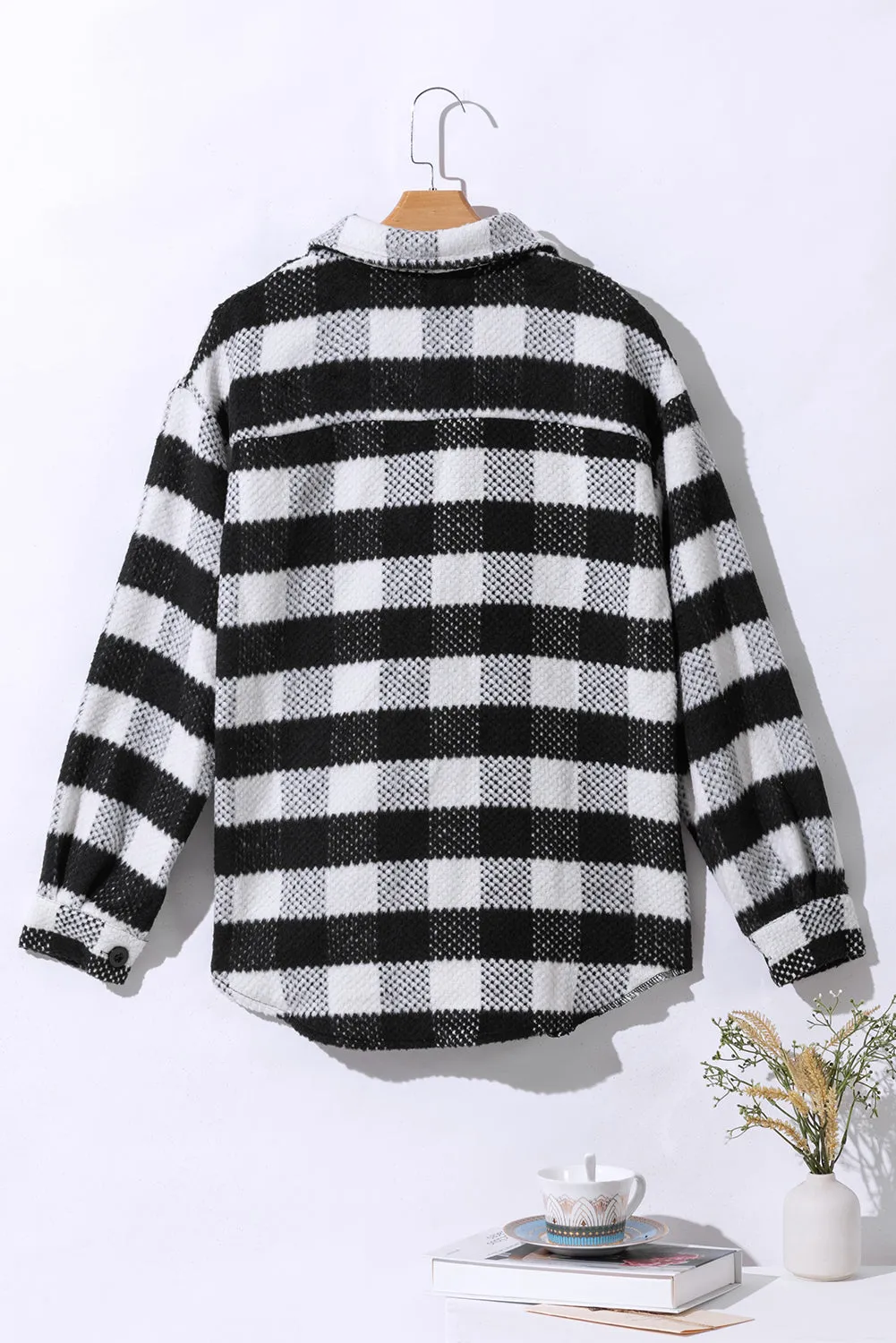 Button-Up Flannel Shirt Jacket