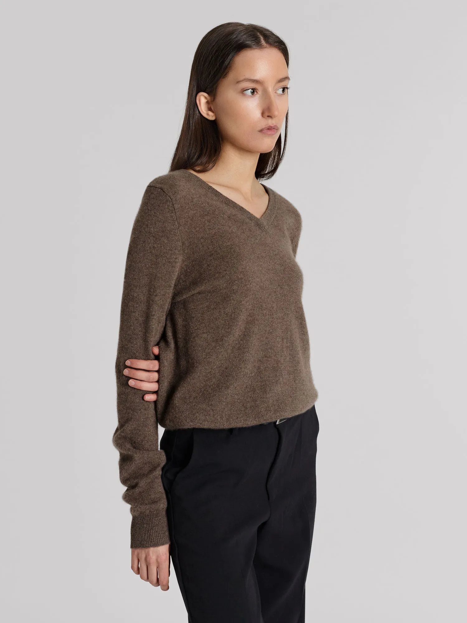 Cashmere sweater "Erle" - Dark Toast