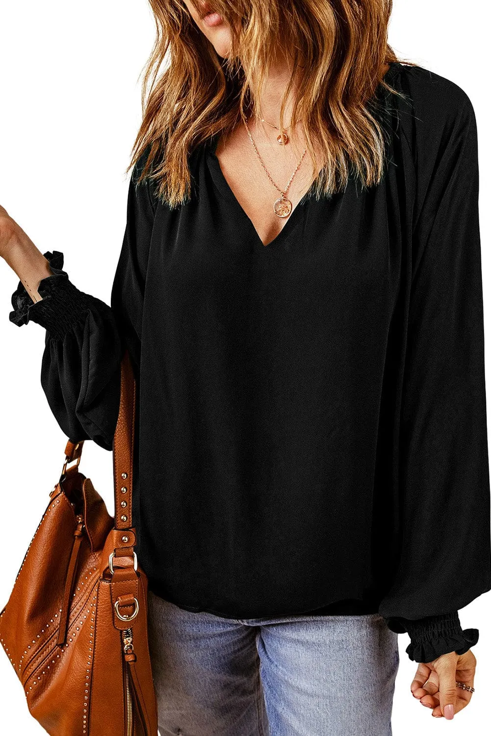 Casual Long Sleeve Ruffle Top
