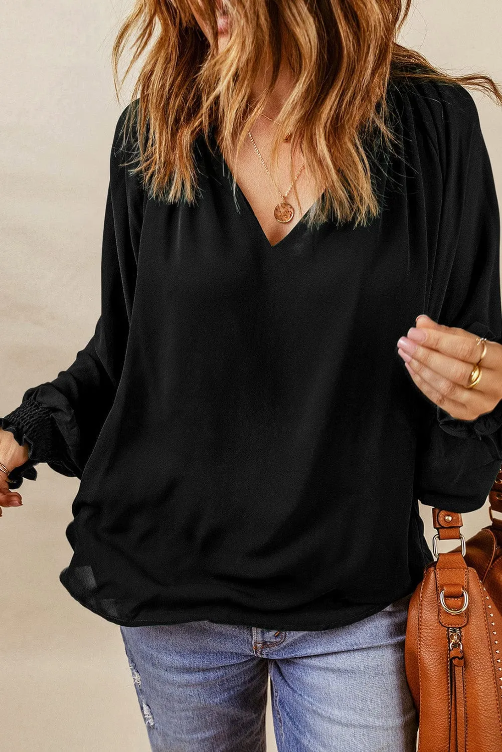 Casual Long Sleeve Ruffle Top