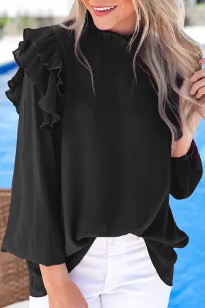 Casual Long Sleeve Ruffle Top