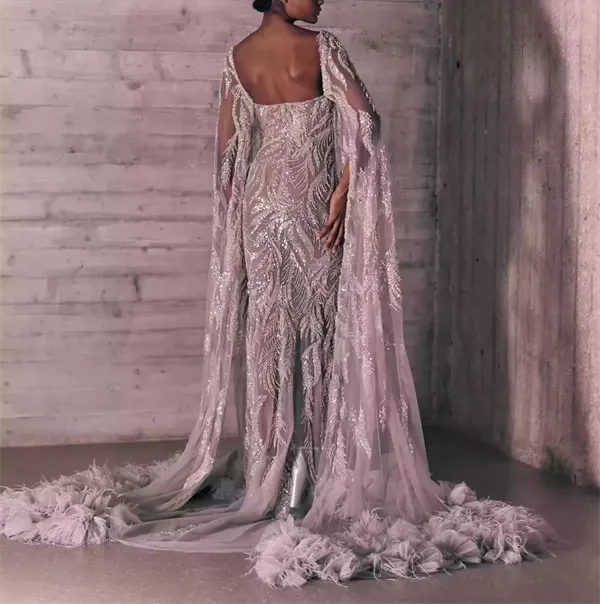Embroidered Silver Mermaid Dress