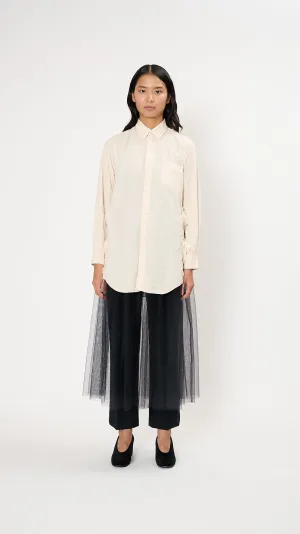 Floral-Appliqué Shirt in Cream