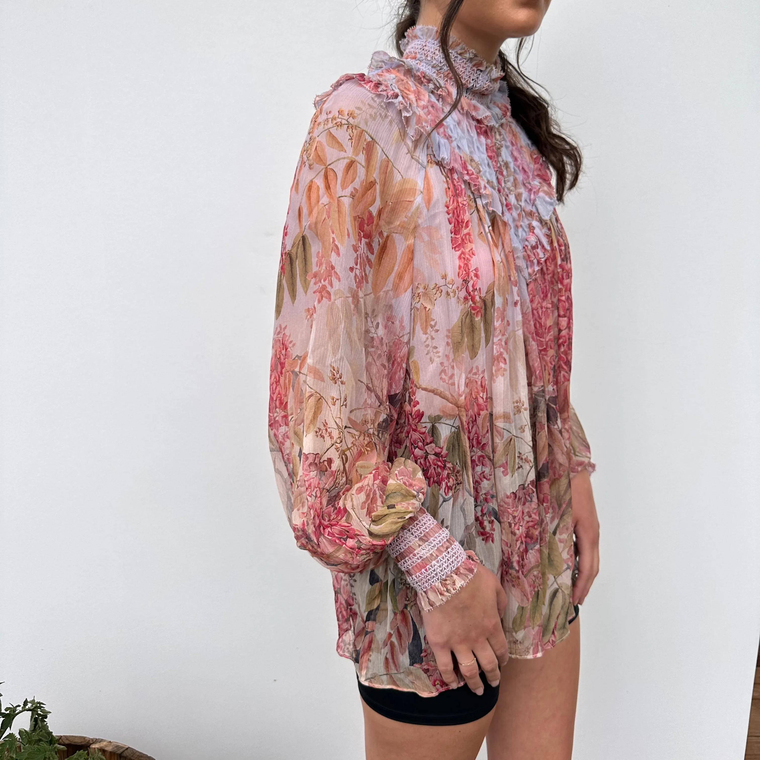 Floral Silk Blouse - S/M