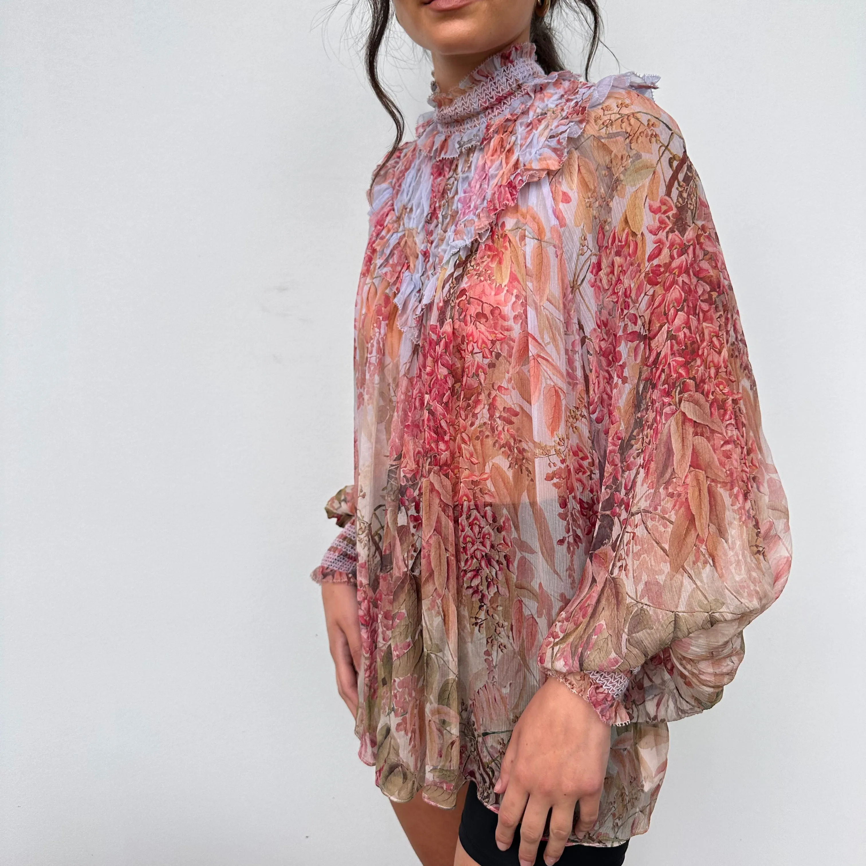Floral Silk Blouse - S/M