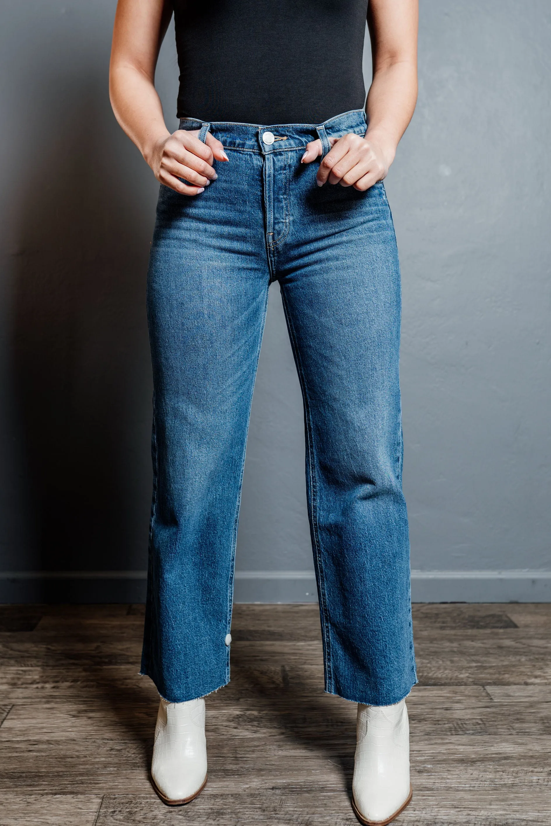 Frayed Hem High-Rise Rosie Wide Leg