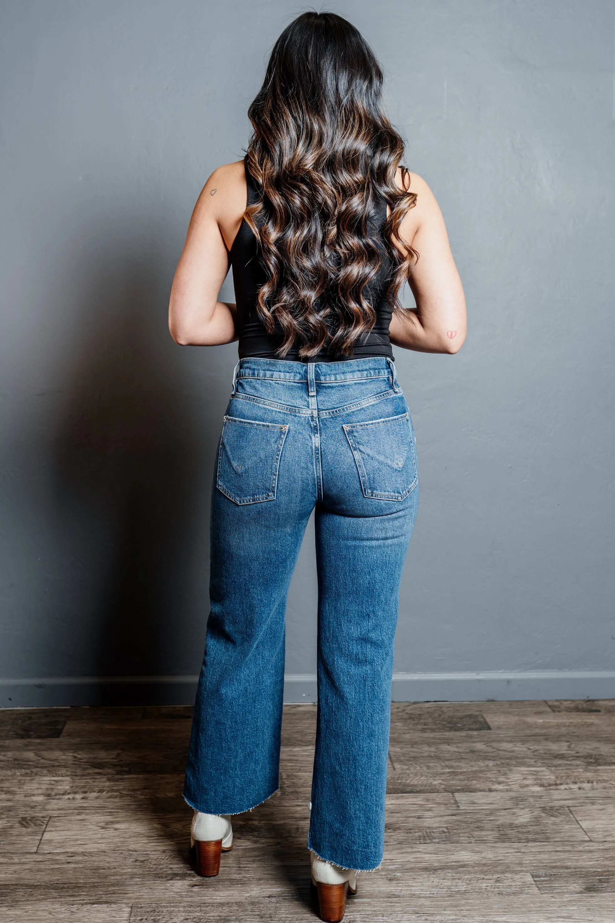 Frayed Hem High-Rise Rosie Wide Leg