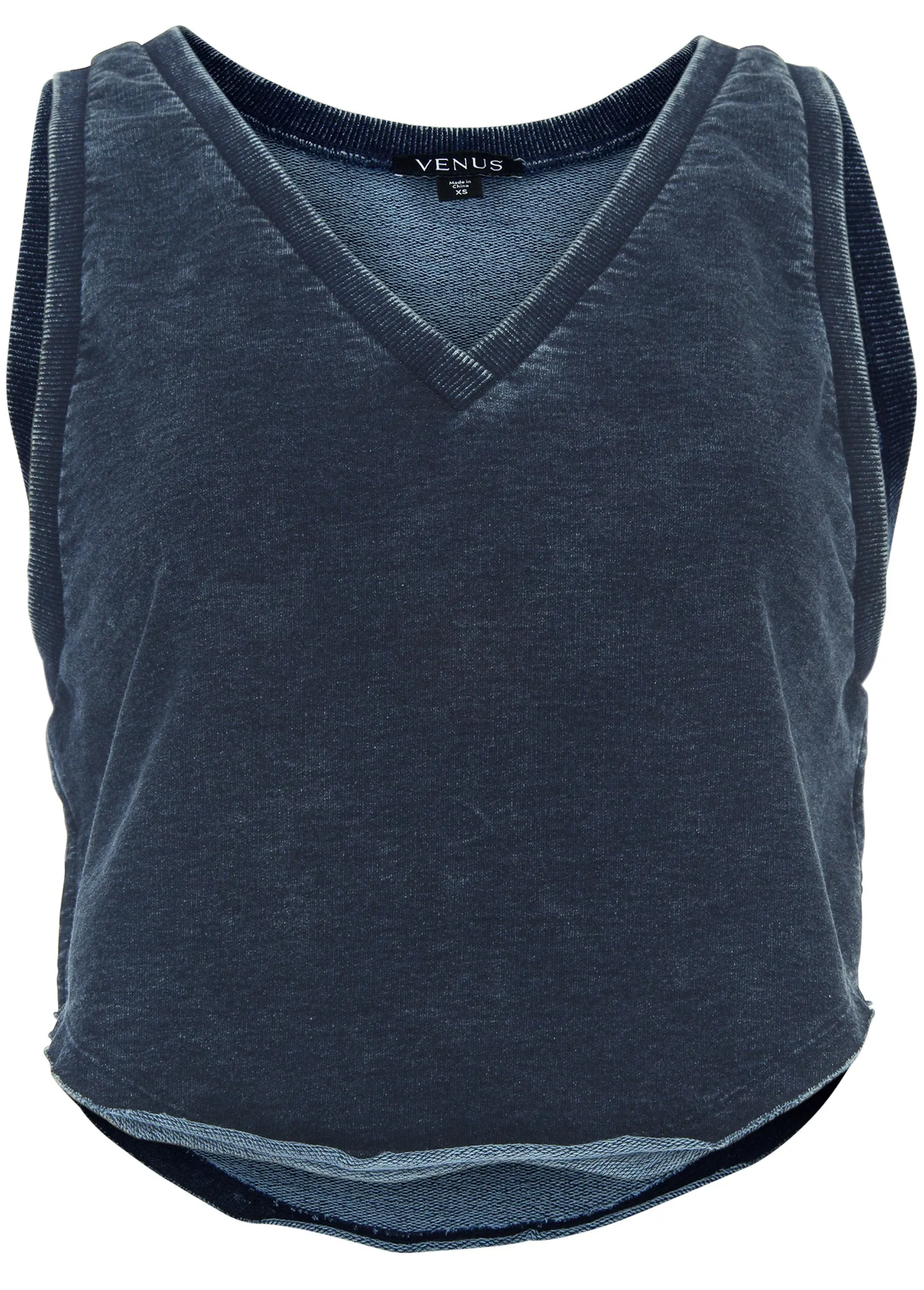French Terry Cropped Tank - Blue Indigo Wash