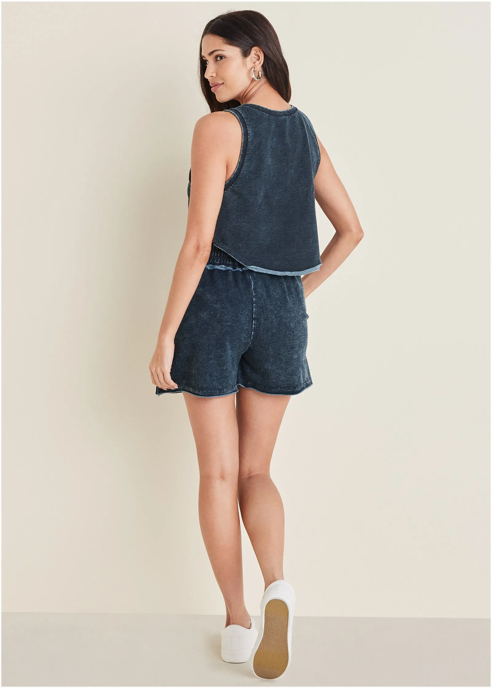 French Terry Cropped Tank - Blue Indigo Wash