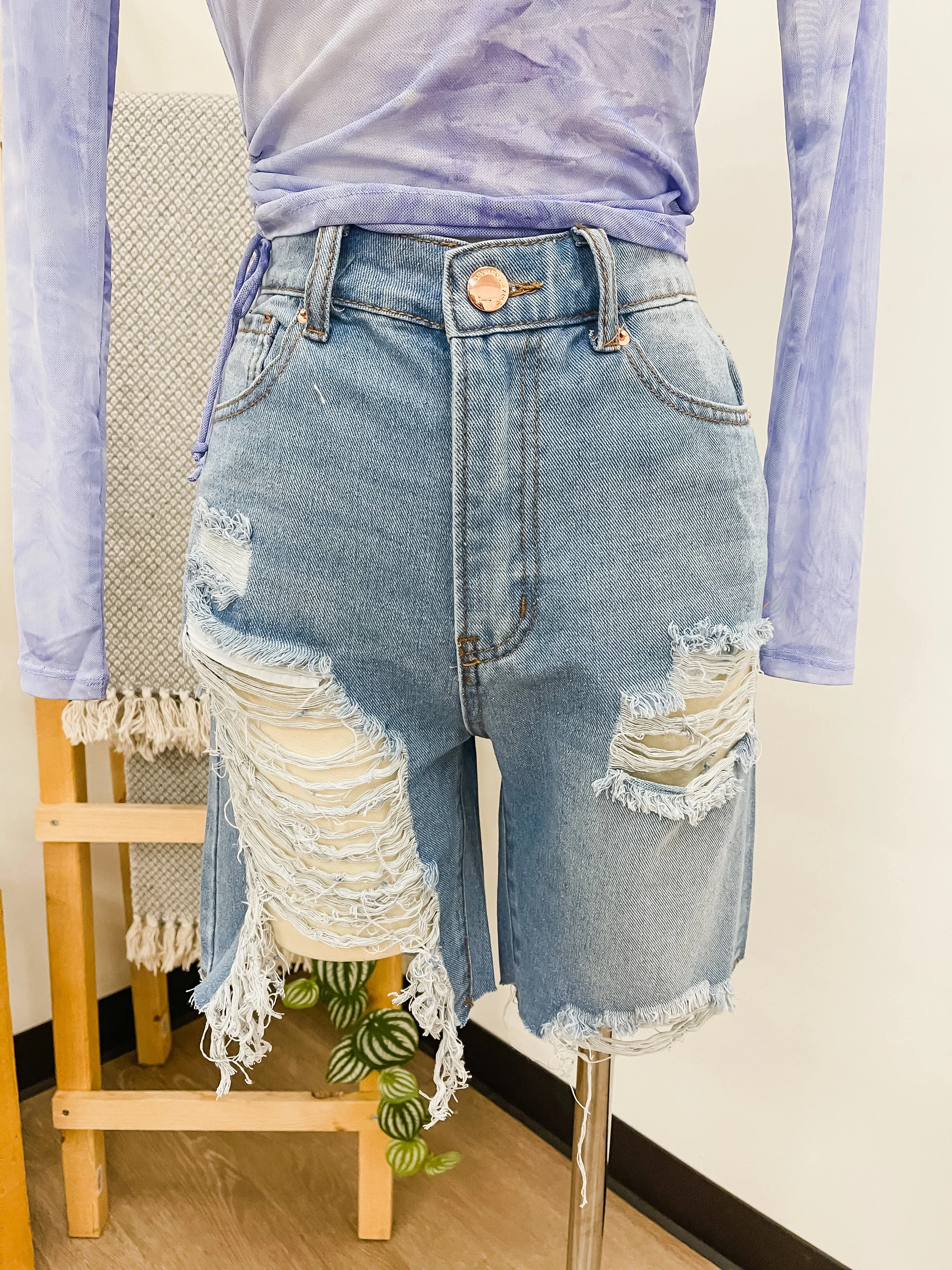 High Rise Boyfriend Jean Shorts