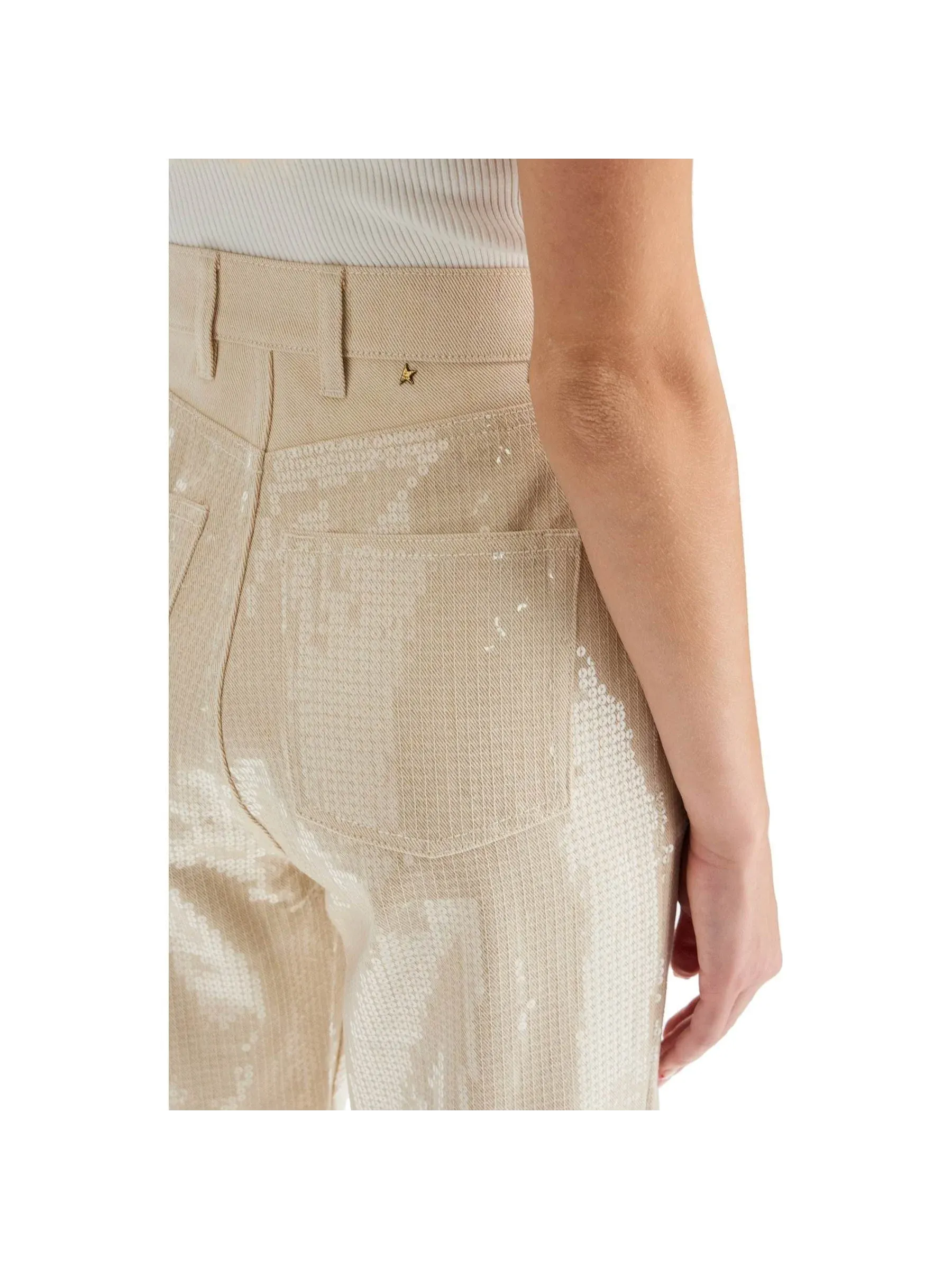 High-Waisted Sequin Embellished Denim
