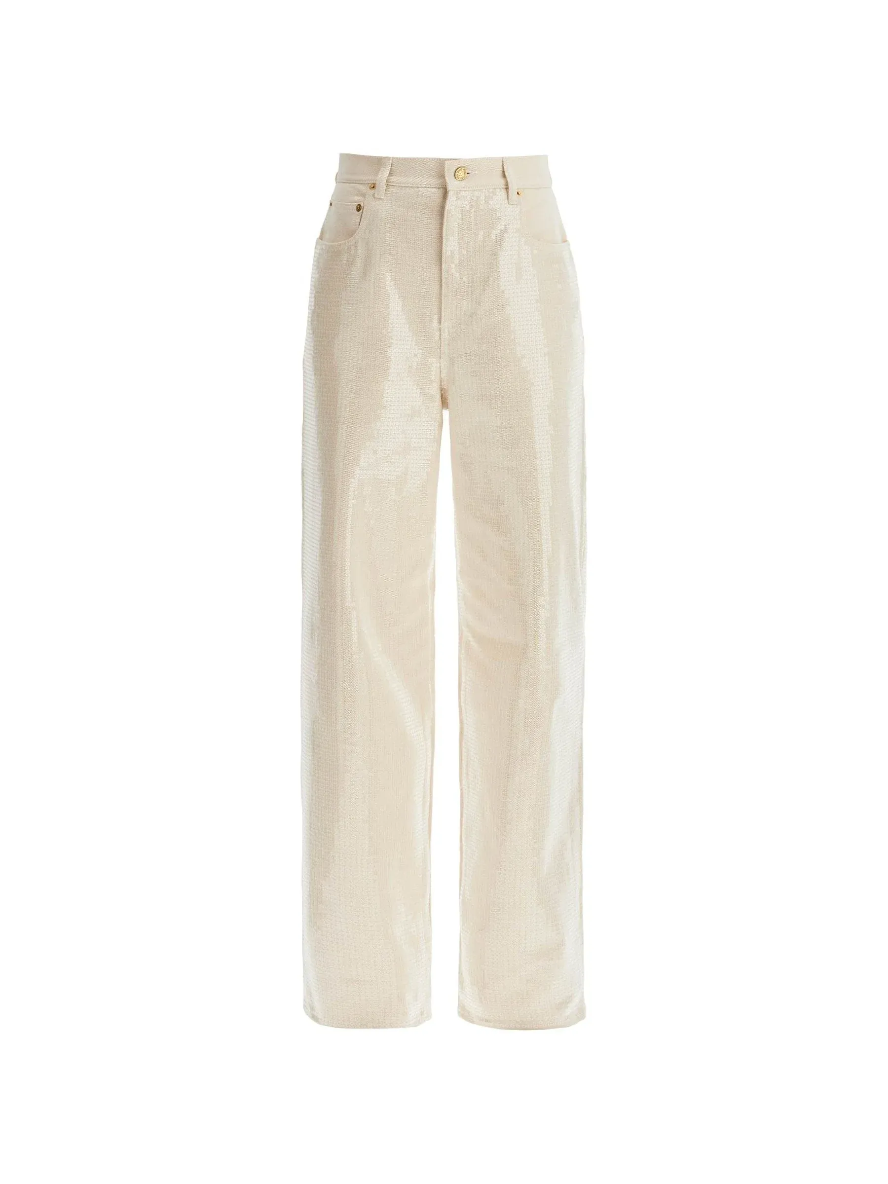 High-Waisted Sequin Embellished Denim
