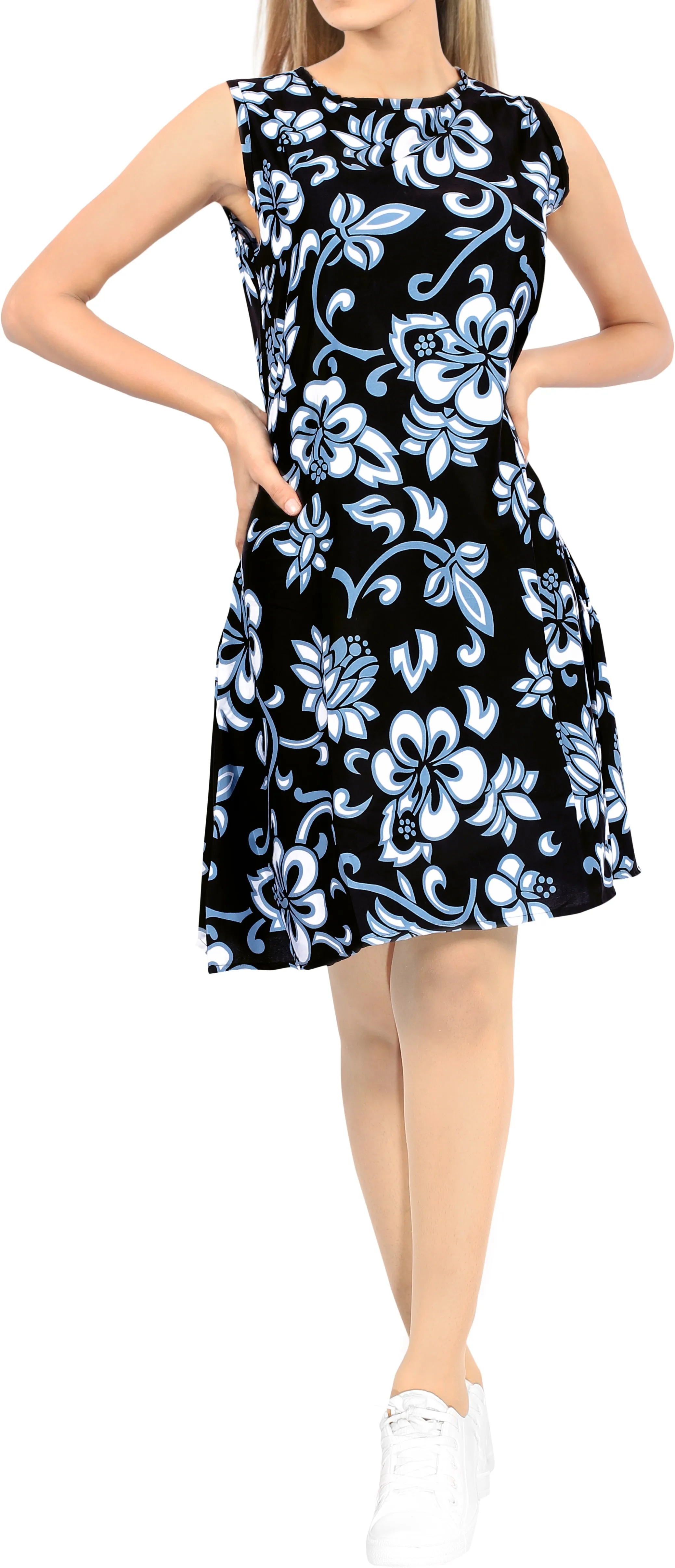 LA LEELA Women Swim Beach Dress Caftan Cover Up Swimwear US 10 [M] Black_T728