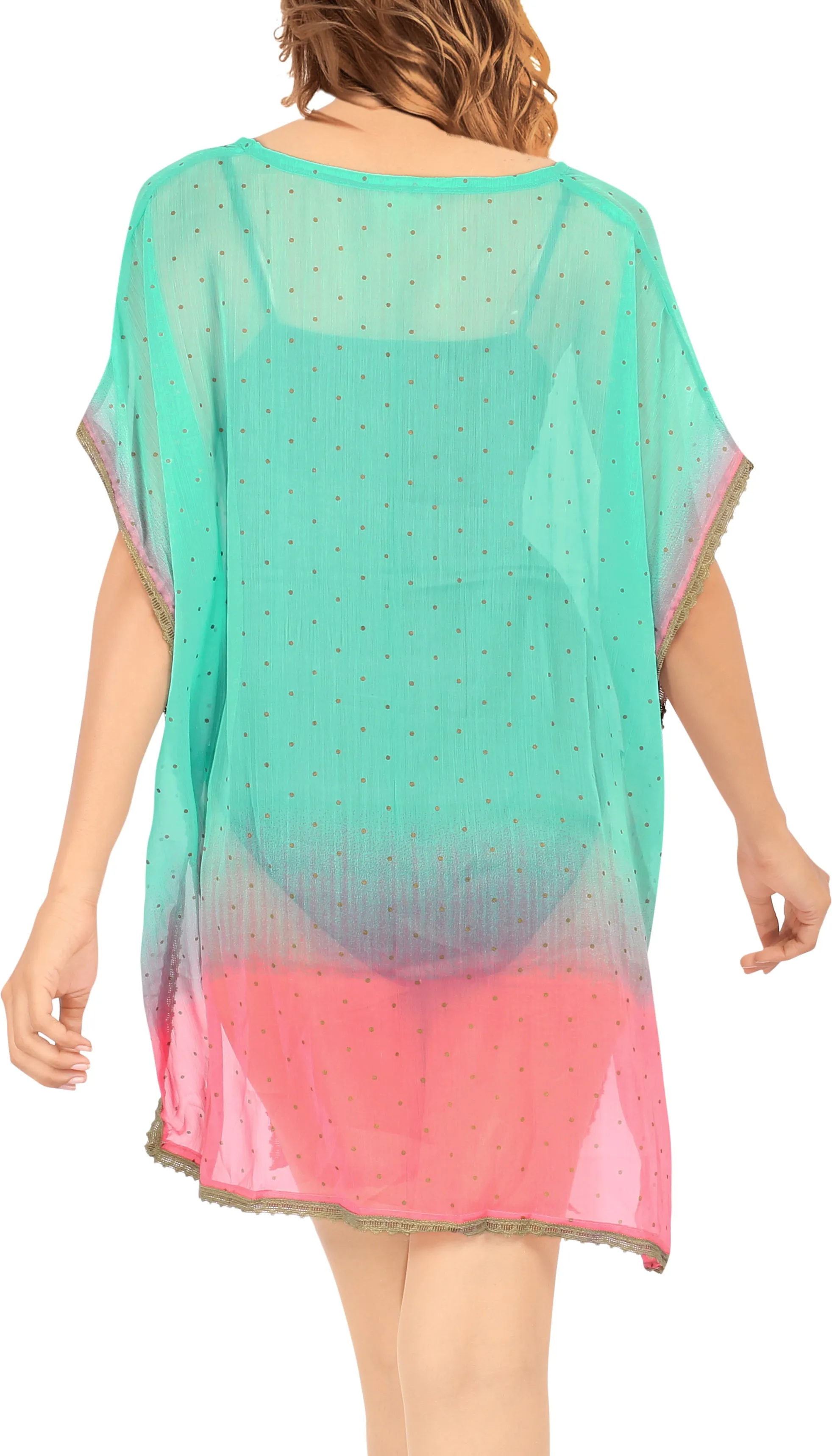 LA LEELA Women's Bikini Swimsuit Cover Up Swimwear Kaftan US 0-8 Sea Green_Y702