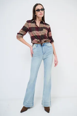 Light-wash flared denim jeans wholesale