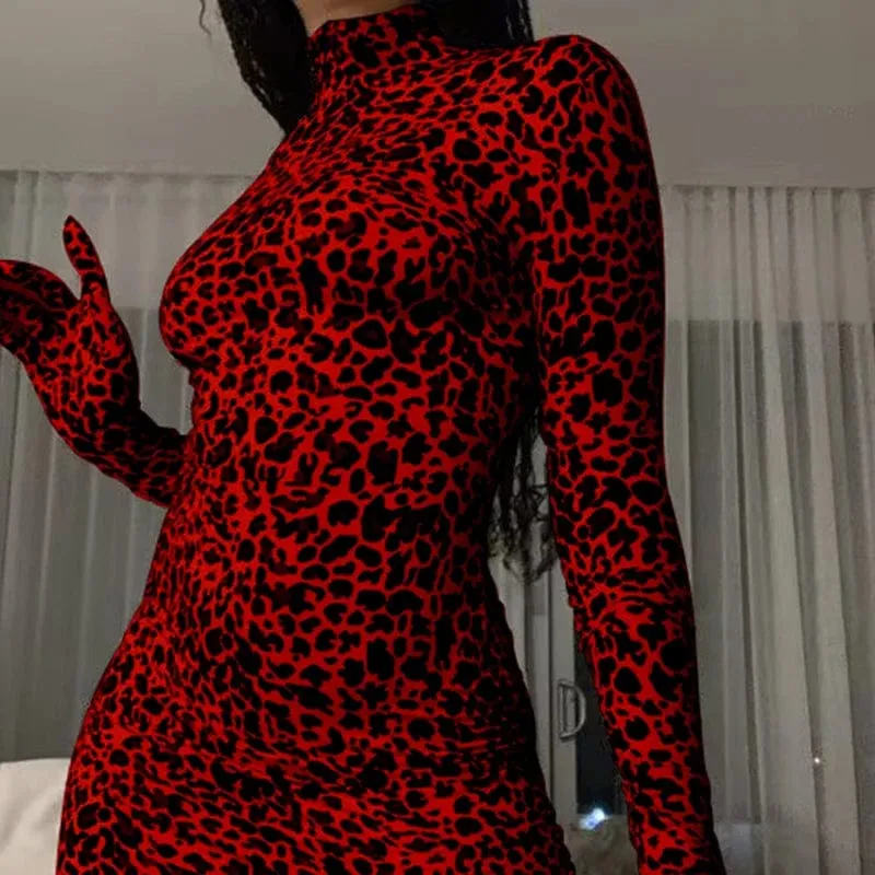 Linda Leopard Mini Dress With Gloves