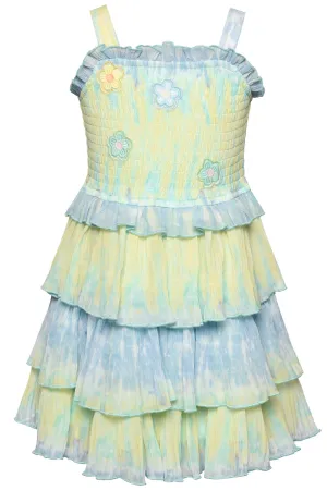 Little l Big Girl's Tie Dye Patch Tiered Dress