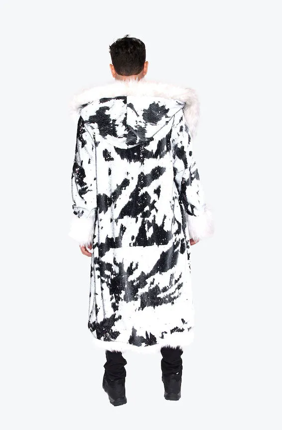 Men's Sequin King Coat in "Black/ White"
