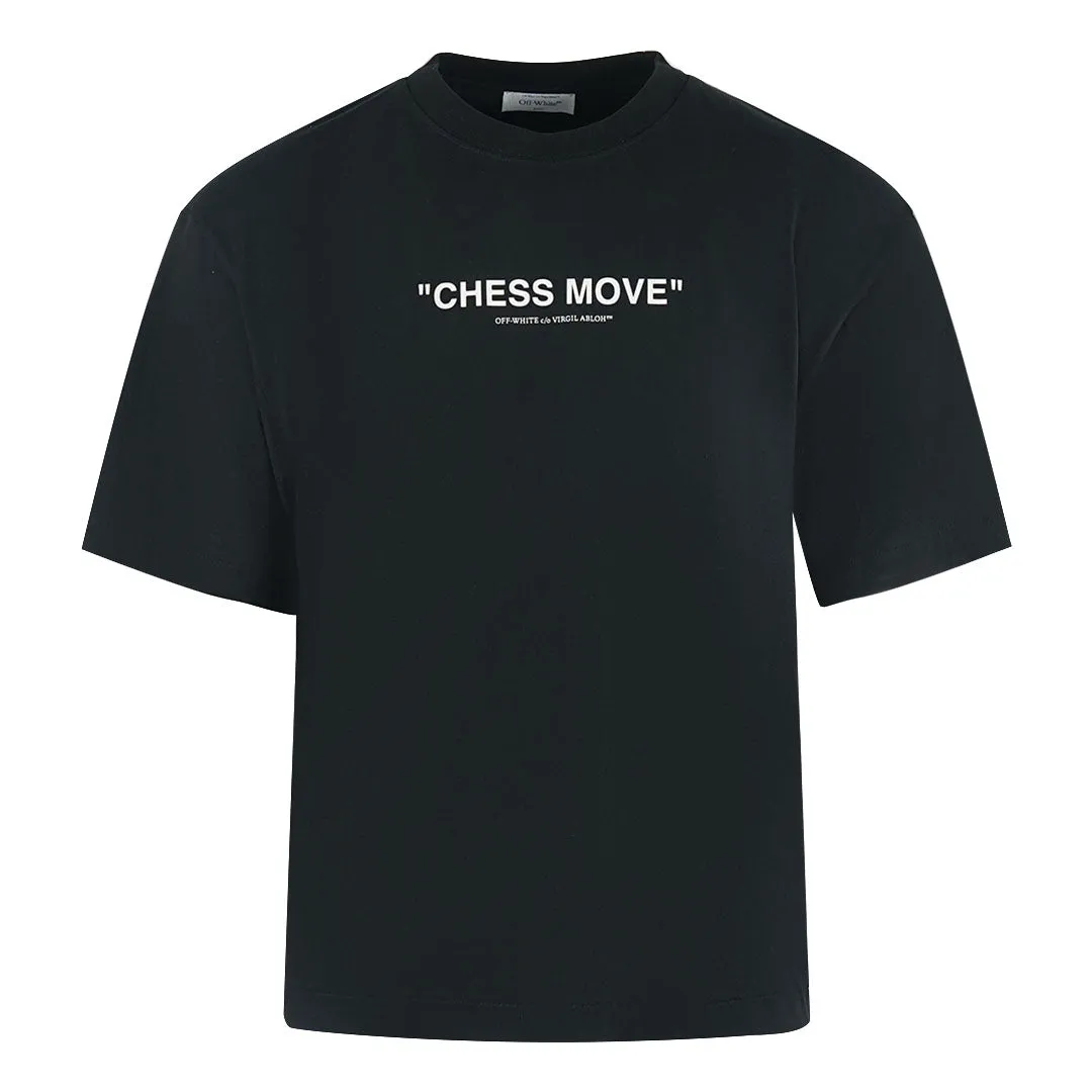 Off White Skate Fit Chess Move Logo Black T Shirt