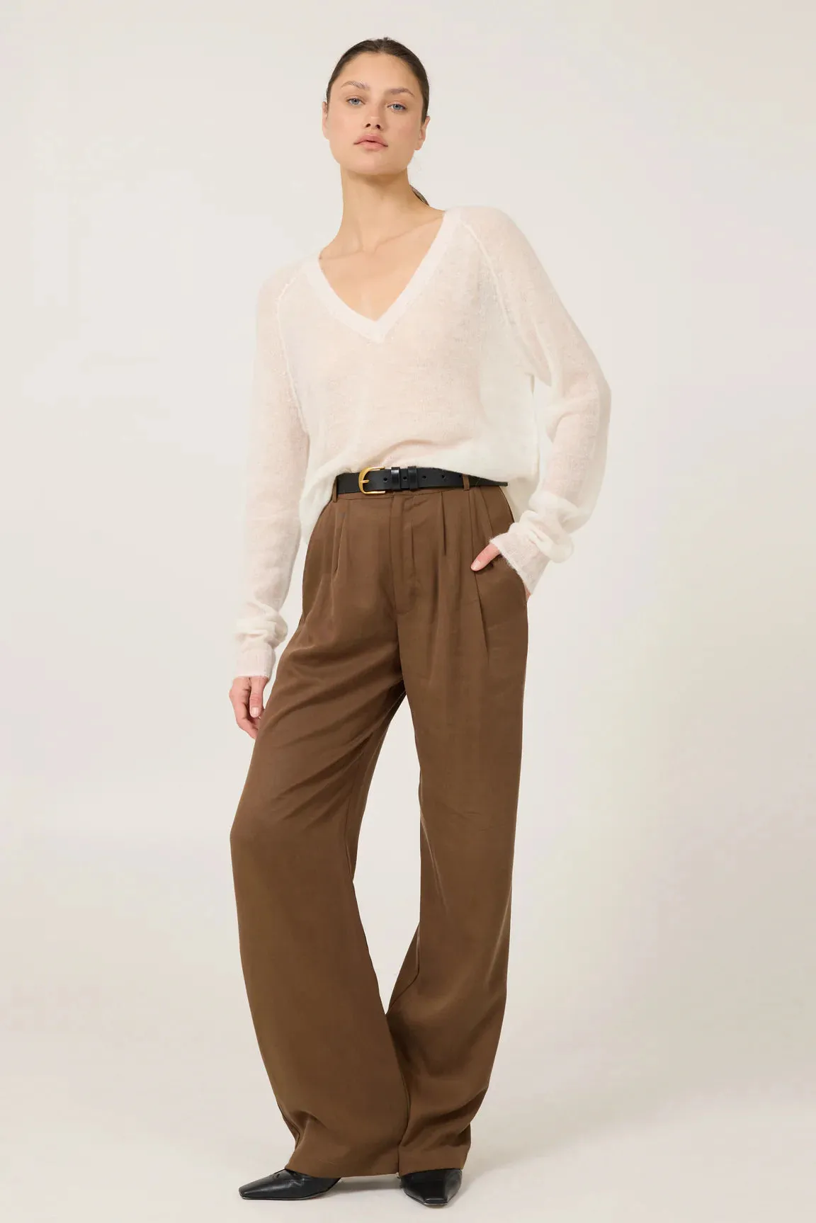 One Grey Day Addison Vneck Cashmere Pullover | Ivory