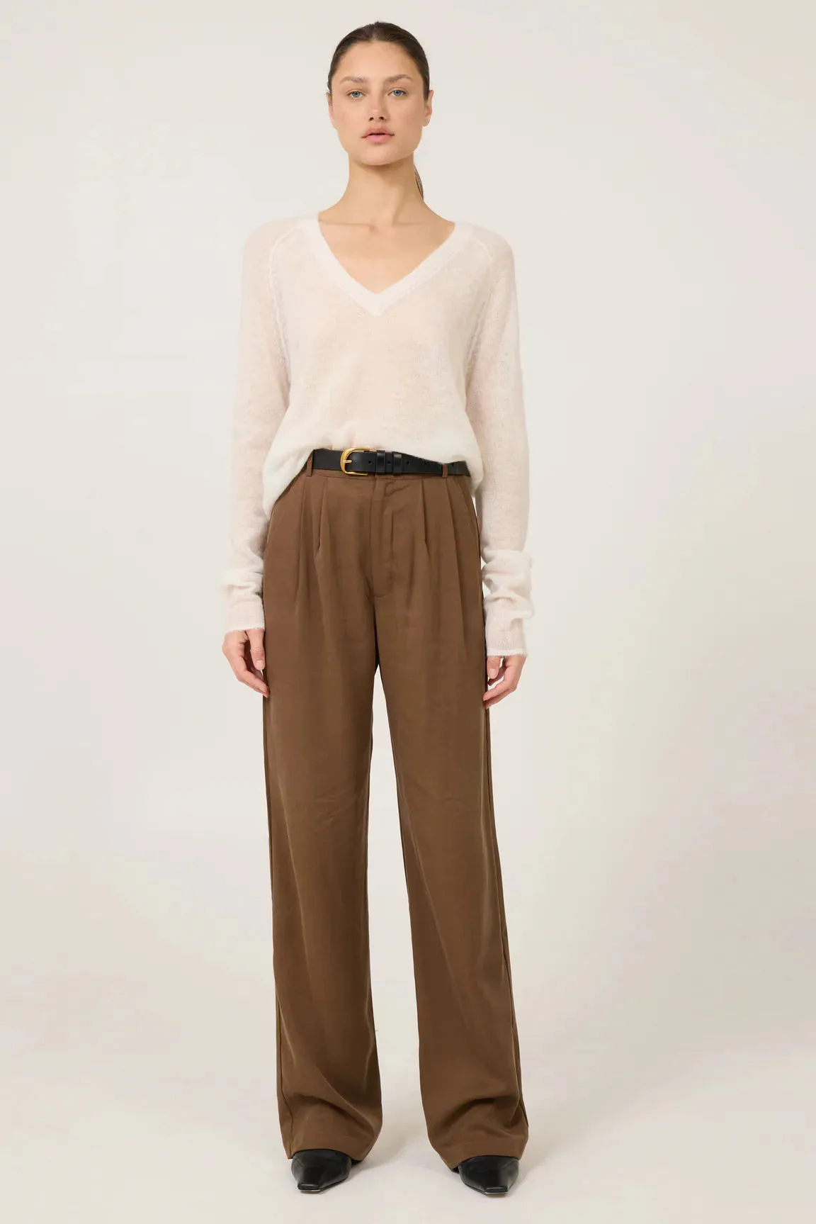 One Grey Day Addison Vneck Cashmere Pullover | Ivory