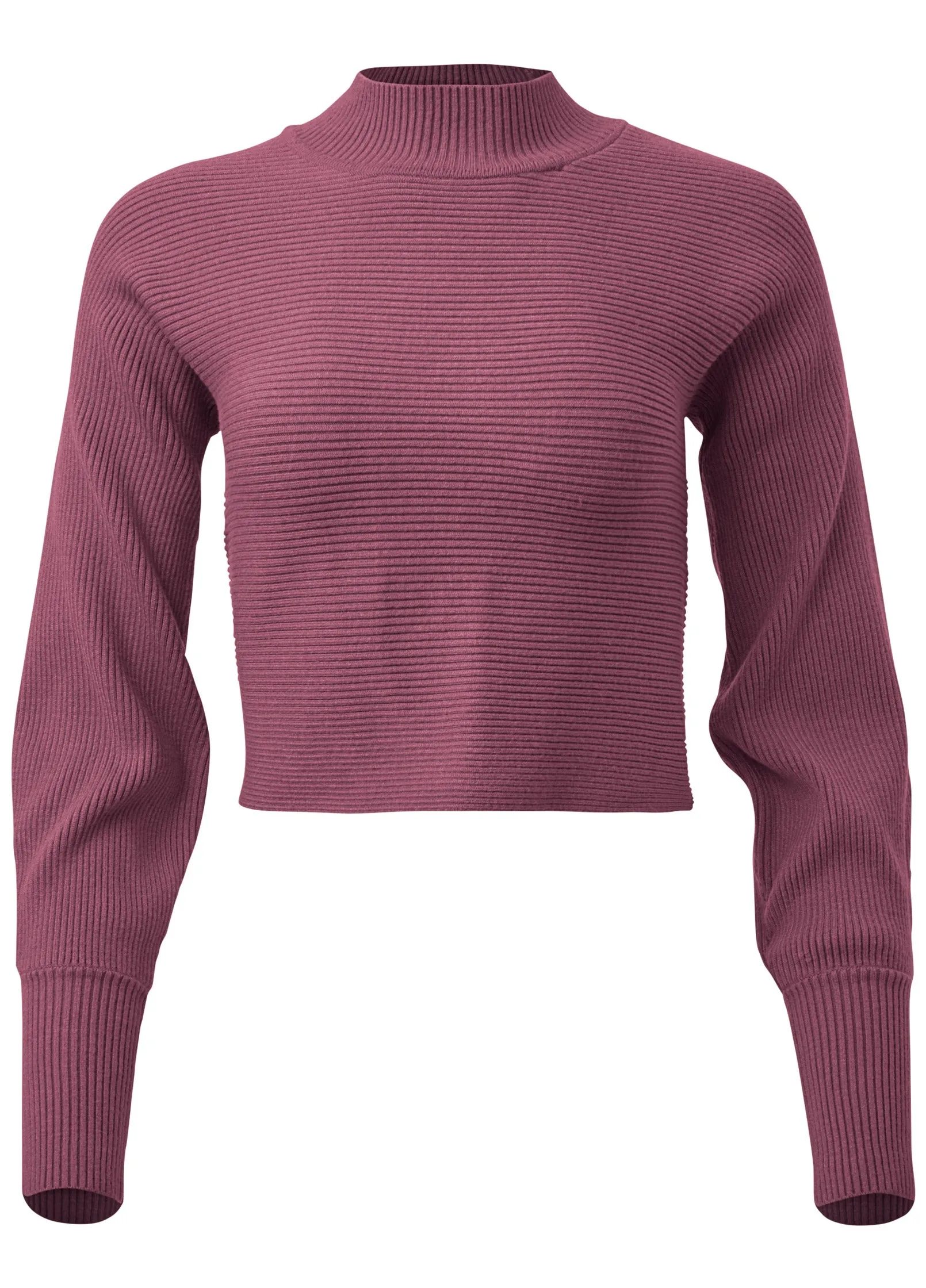 Ribbed Mock-Neck Sweater - Berry