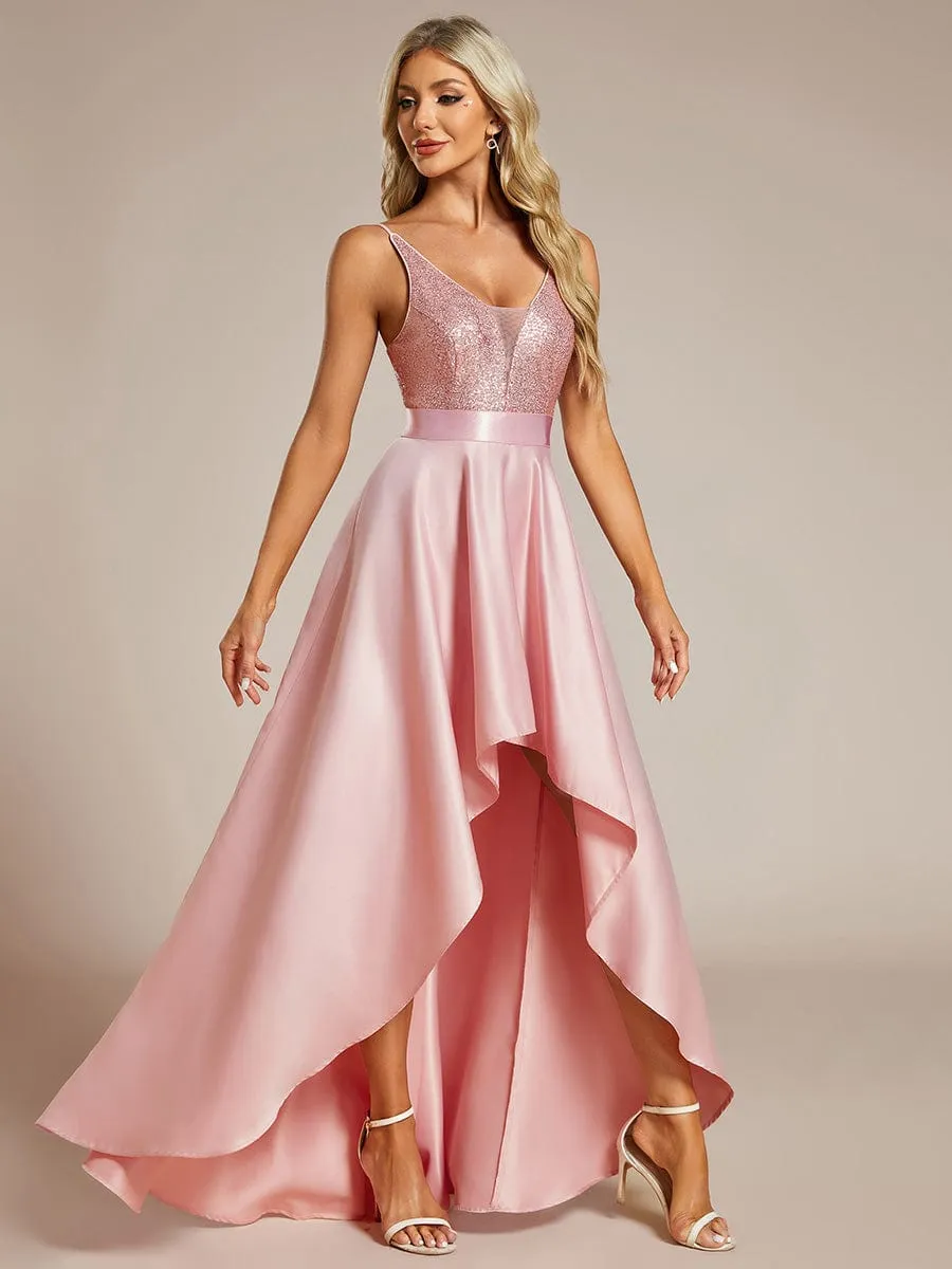 Sexy Backless Sparkly Prom Dresses for Women with Irregular Hem