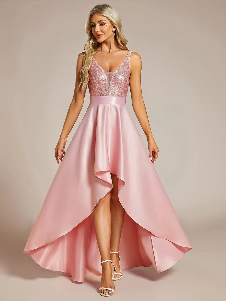 Sexy Backless Sparkly Prom Dresses for Women with Irregular Hem