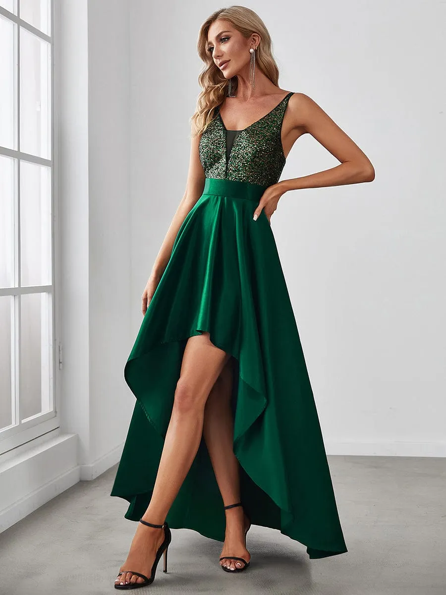 Sexy Backless Sparkly Prom Dresses for Women with Irregular Hem