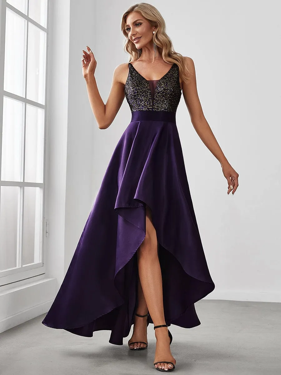 Sexy Backless Sparkly Prom Dresses for Women with Irregular Hem
