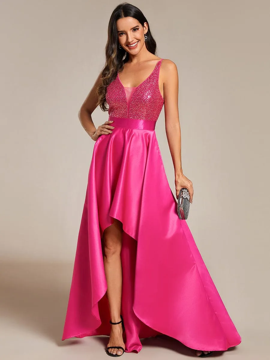 Sexy Backless Sparkly Prom Dresses for Women with Irregular Hem