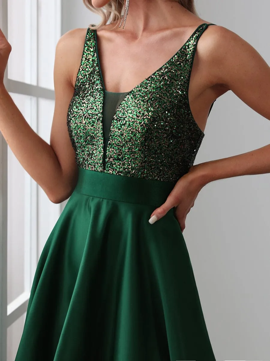 Sexy Backless Sparkly Prom Dresses for Women with Irregular Hem