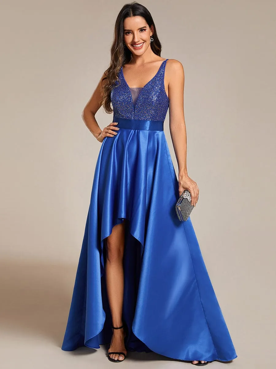 Sexy Backless Sparkly Prom Dresses for Women with Irregular Hem
