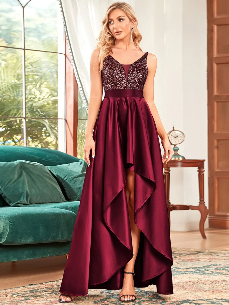 Sexy Backless Sparkly Prom Dresses for Women with Irregular Hem