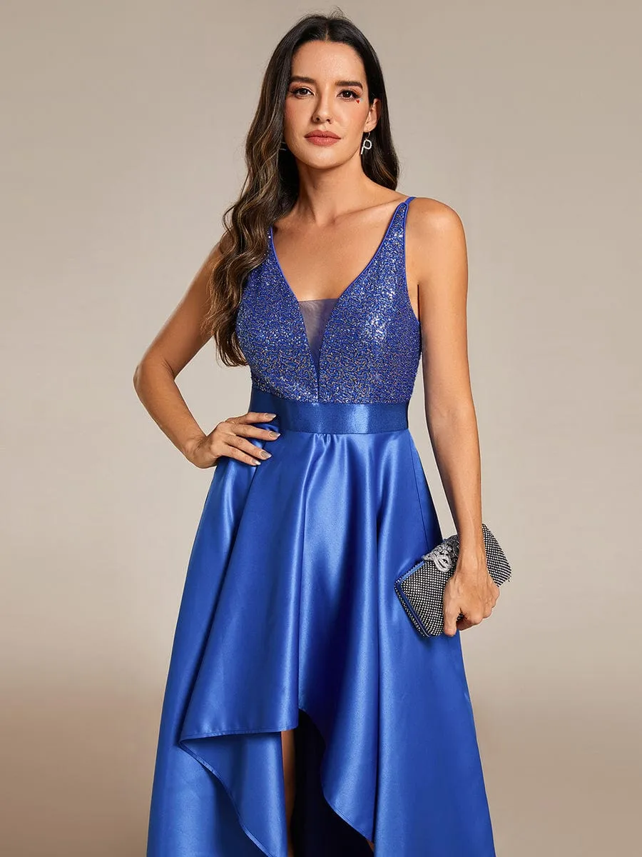 Sexy Backless Sparkly Prom Dresses for Women with Irregular Hem