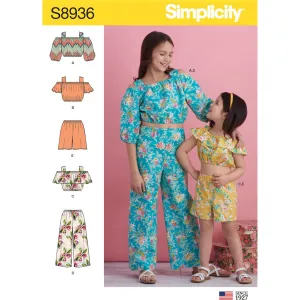 Simplicity Sewing Pattern S8936 Children's and Girl's Tops, Pants and Shorts