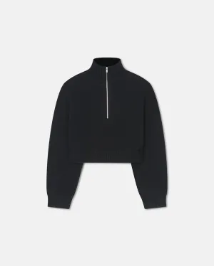 Sonore - Cropped Quarter Zip Sweater - Black