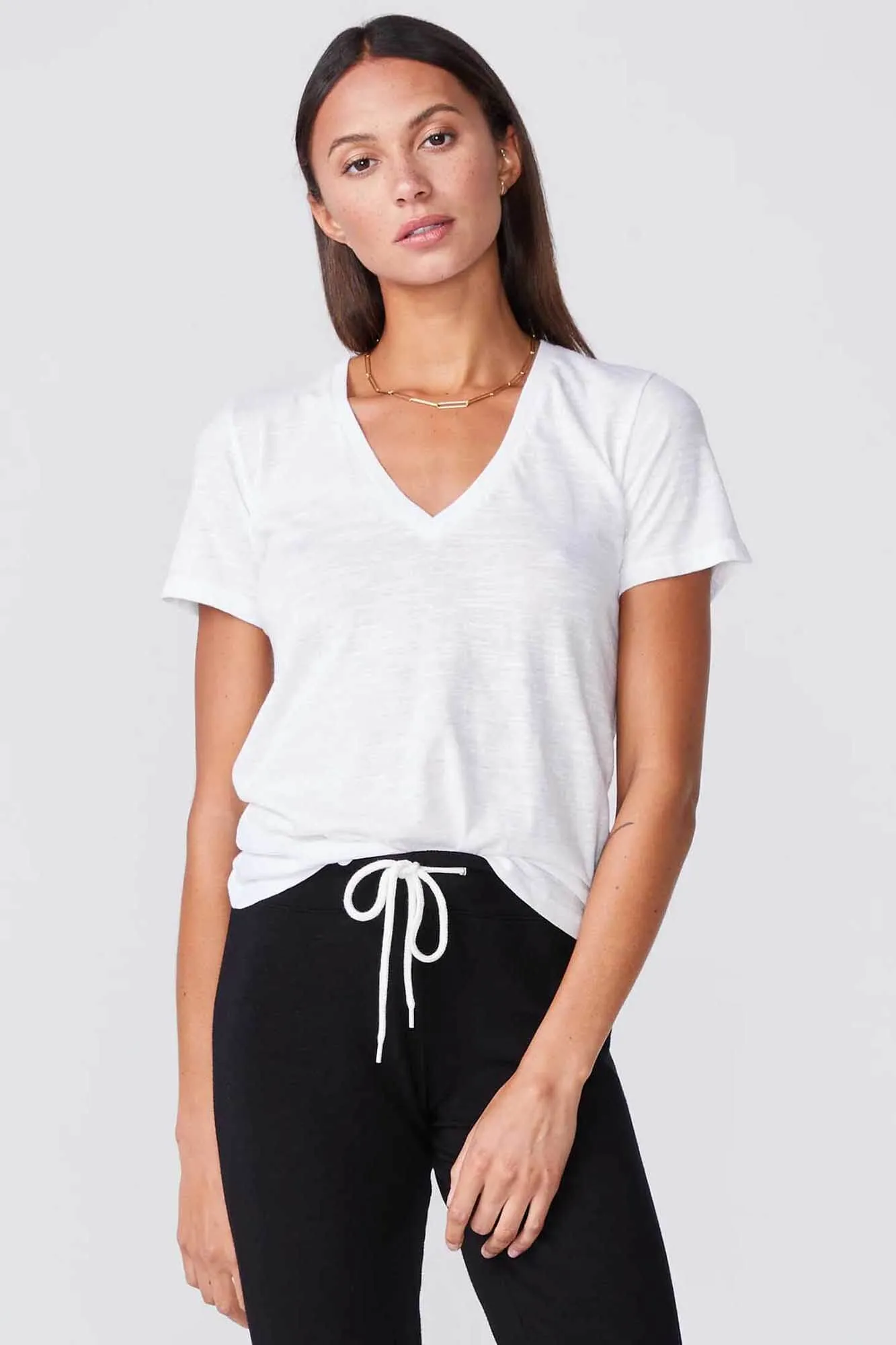 Textured Tri-Blend Fitted V Neck Tee