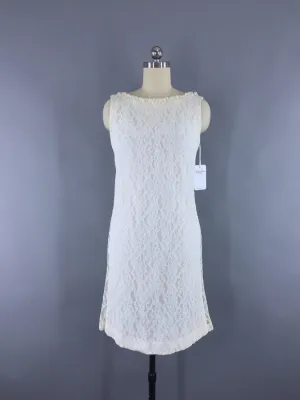 Vintage 1960s Ivory Lace Shift Dress