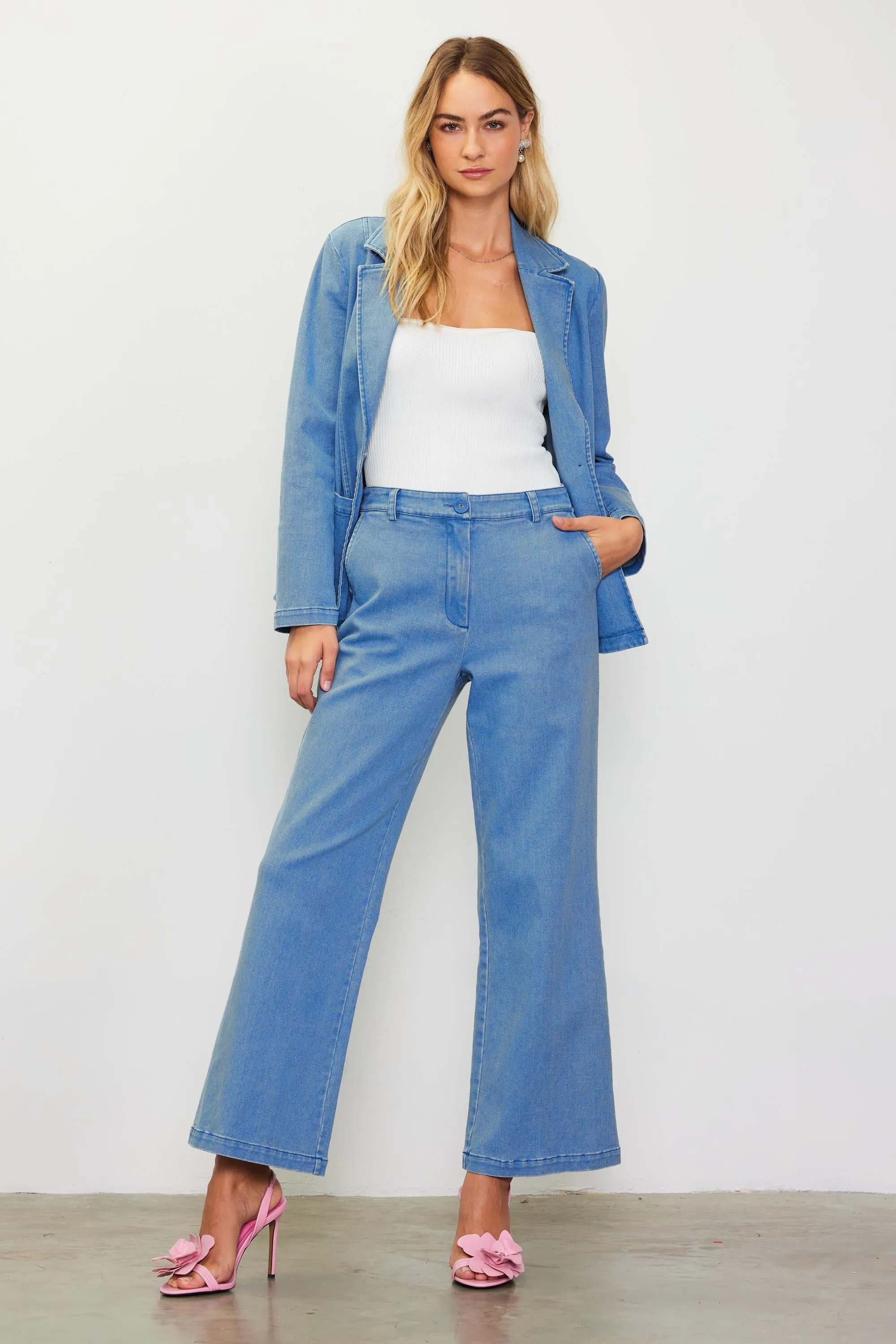 Washed Denim Trousers