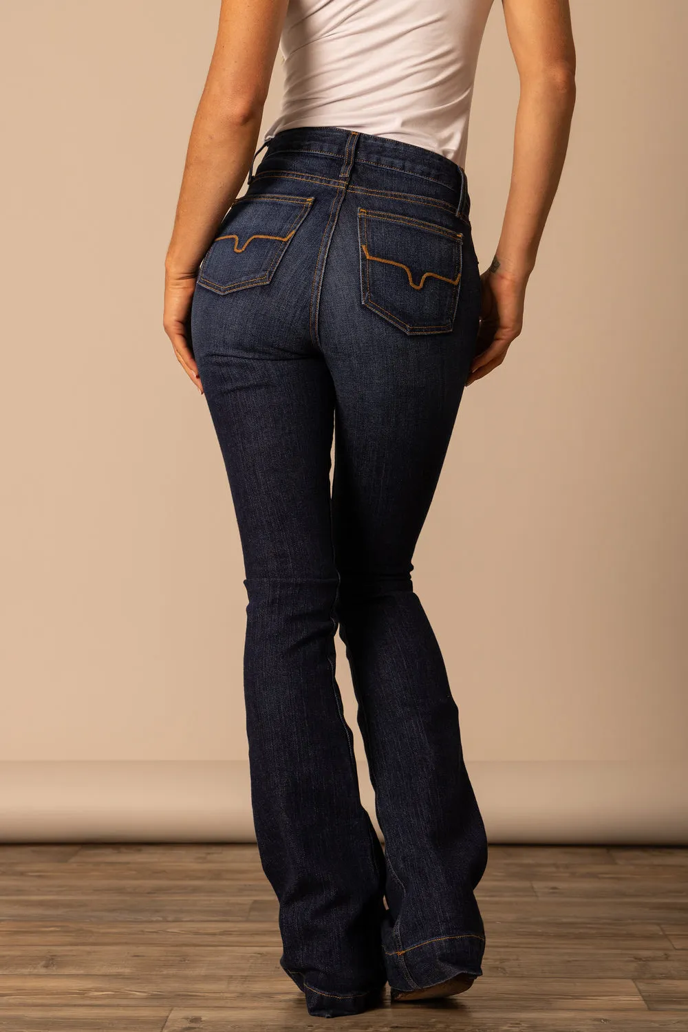 Women's Jennifer Blue Denim High Rise Wide Flare Jean By Kimes Ranch