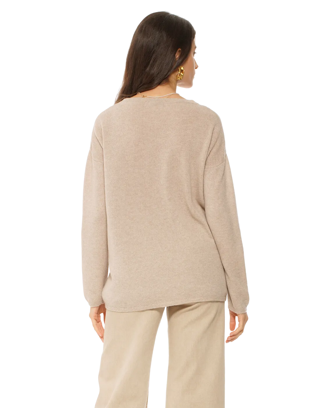 Women's Oversized Cashmere Boatneck Sweater Brown