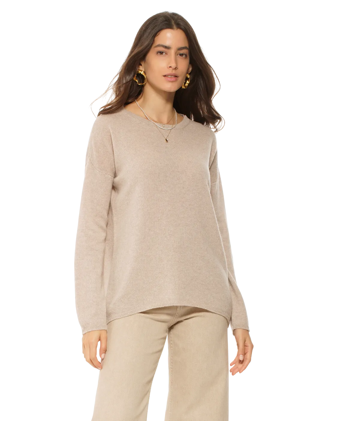 Women's Oversized Cashmere Boatneck Sweater Brown